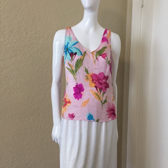 Escada Floral Print Silk Tank Top/Cami Size 34 - Picture 2 of 8